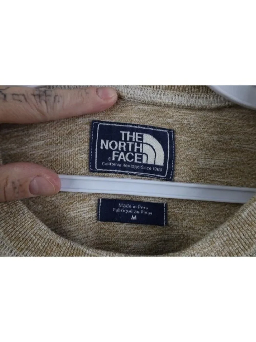 Vintage Y2K The North Face Mens Medium Spell Out Jersey Knit Crewneck Sweater